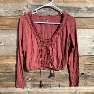 AEO • Corset Design Crop Top Long Sleeve